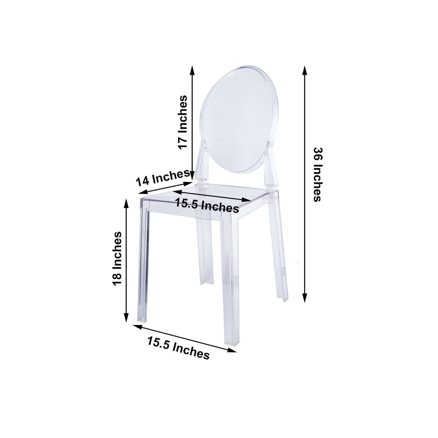 Acrylic Ghost Chair with Oval Back for Banquet Use Clear - Sleek Transparent Armless Accent Chair for Weddings & Gatherings
