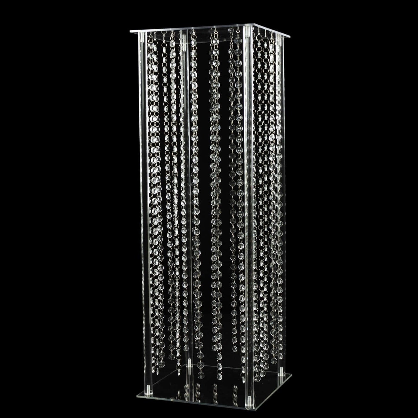 Acrylic Flower Pedestal Vase Pillar Stand with Crystal Beads Clear - Stylish Wedding Floor Centerpiece 40"