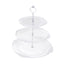 3-Tier Clear Plastic Cupcake Tower Stand with Silver Embossed Baroque Rim, 13" Round Cake Dessert Holder Display Stand Tiered Serving Tray with Top Handle