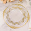 10-Pack Plastic 10" Round Dinner Plates in Clear with Gold Vintage Baroque Scalloped Rim - European Style Disposable Party Plates