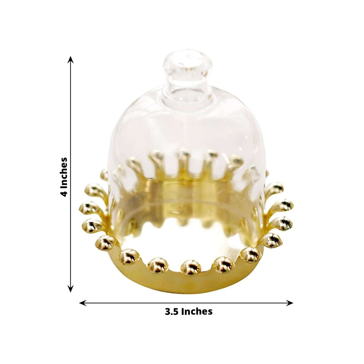12 Pack 4" Clear Gold Mini Crown Treats Party Favor Boxes, Small Treats Jar Party Favor Boxes With Dome Lid