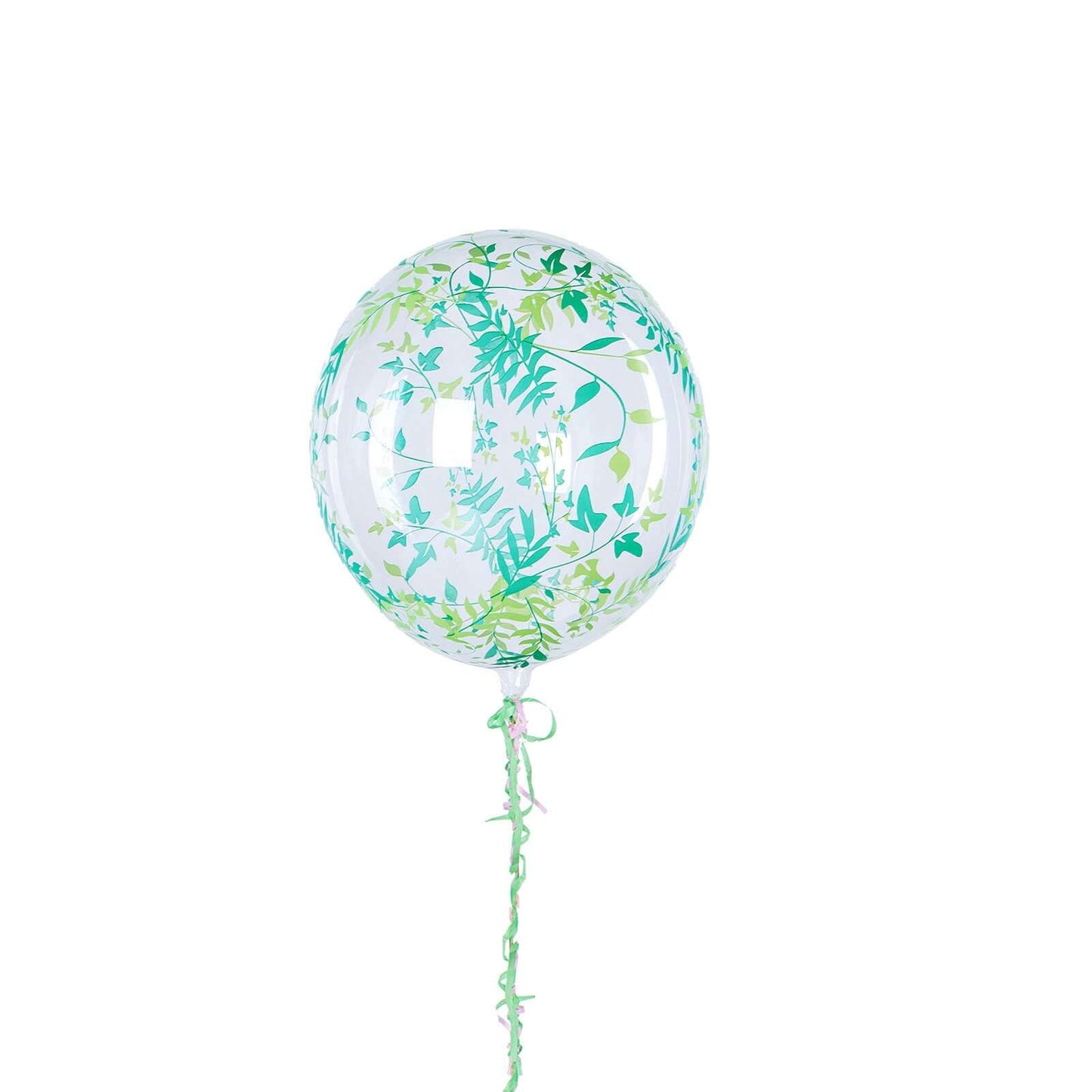 2 Pack 20" Clear Green Leaf Print Bobo Bubble Balloons, Transparent PVC Balloons