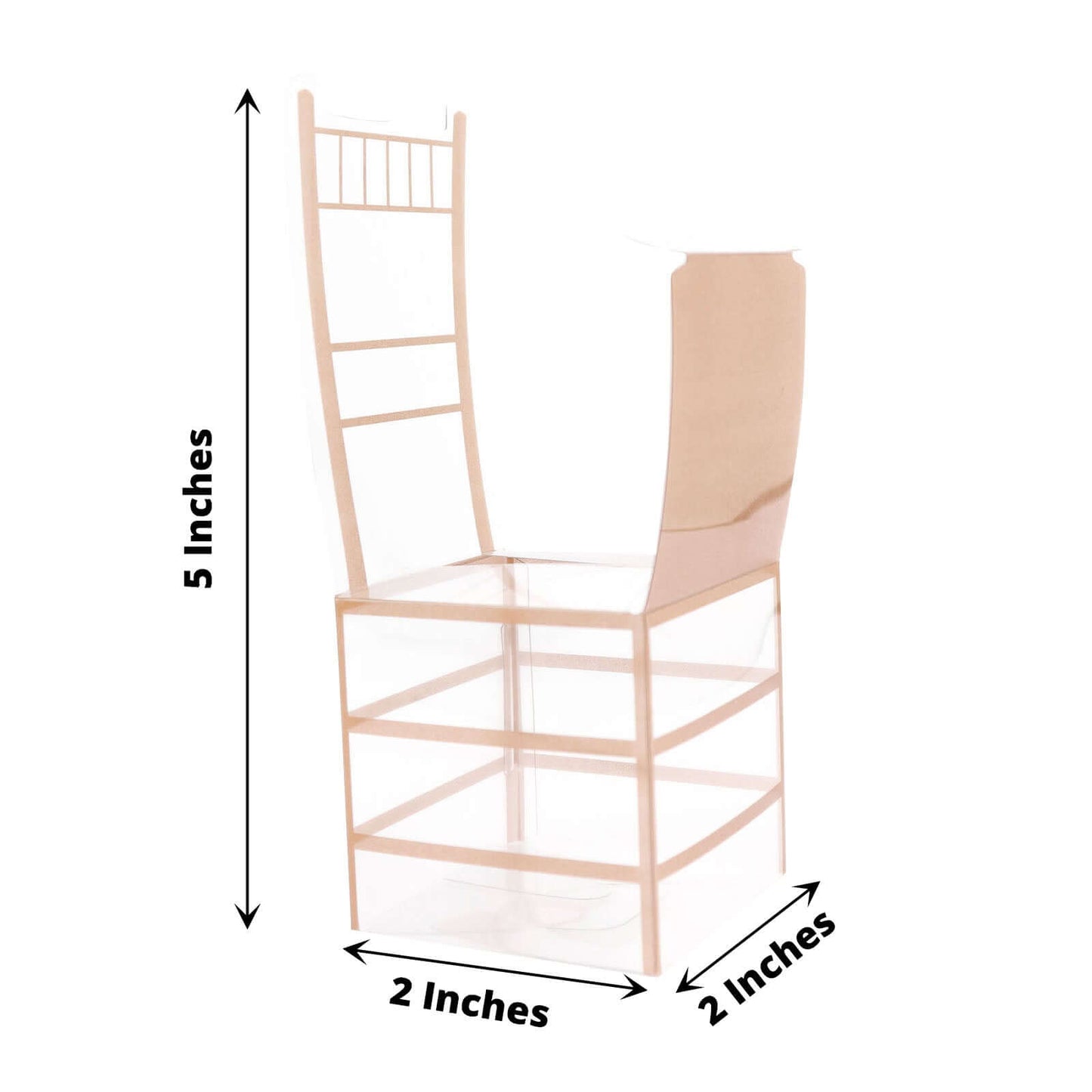 25 Pack Clear and Gold PVC Chiavari Chair-Shaped Party Favor Candy Gift Boxes - 2"x5"