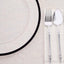 10-Pack Economy Plastic Round Charger Plates 12" in Clear with Wide Black Rim, Decorative Dinner Party Serving Plates