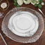 10-Pack Plastic 8" Round Dessert Plates in White with Silver Leaf Embossed Rim - Disposable Vintage Baroque Style Salad Plates