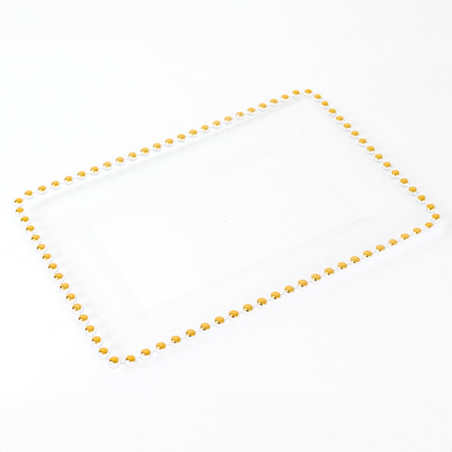 6-Pack Rectangular Acrylic Serving Trays Clear with Gold Beaded Rim - Food and Dessert Platters 9"x13"