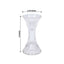 2-Pack Crystal Pillar Candlestick Stands Hour Glass Design with Diagonal Stripes Clear - Reversible Taper Holders 5"