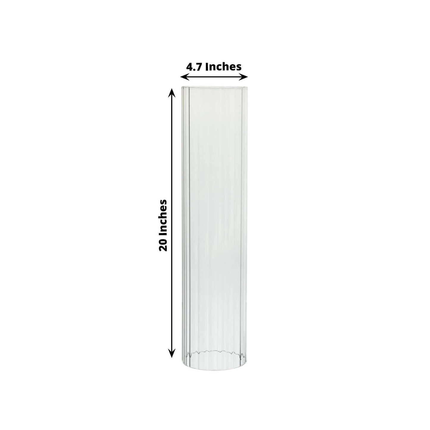 2-Pack Clear Ribbed Glass Hurricane Shades Open End Design - Stylish Candelabra Pillar Candle Holder Table Centerpiece 20"