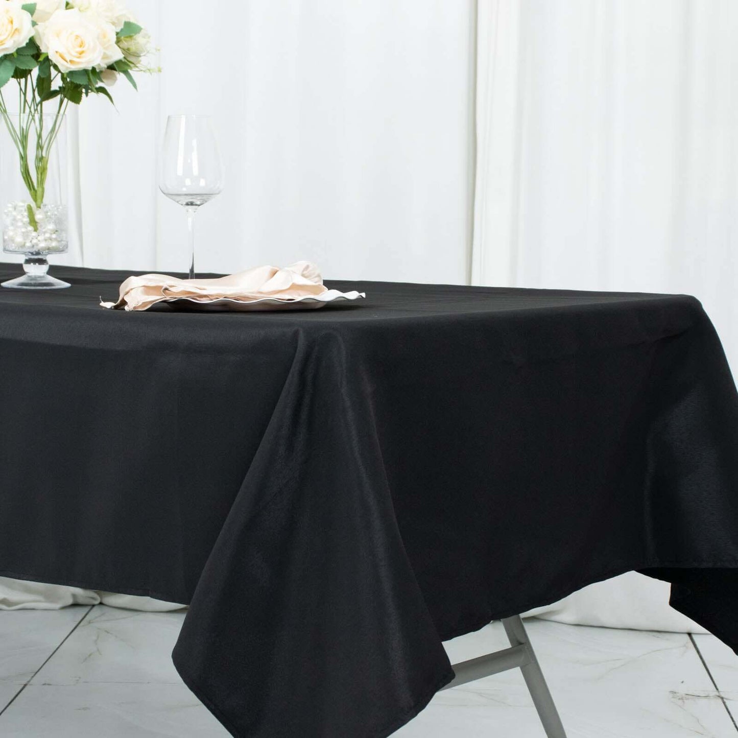 Premium Polyester 54"x96" Rectangle Tablecloth Black - Durable 220GSM Stain-Resistant Fabric Table Cover