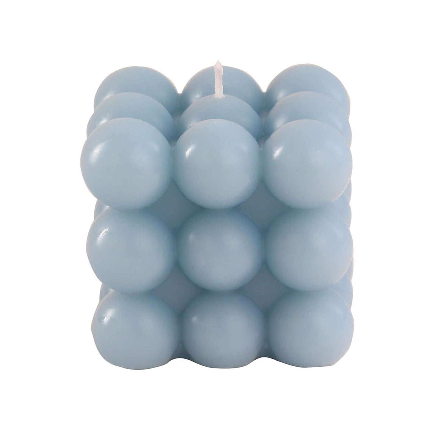 2-Pack Decorative Paraffin Wax Candles Bubble Cube Design Dusty Blue - Unscented Long Burning Pillar Candle Set 2"