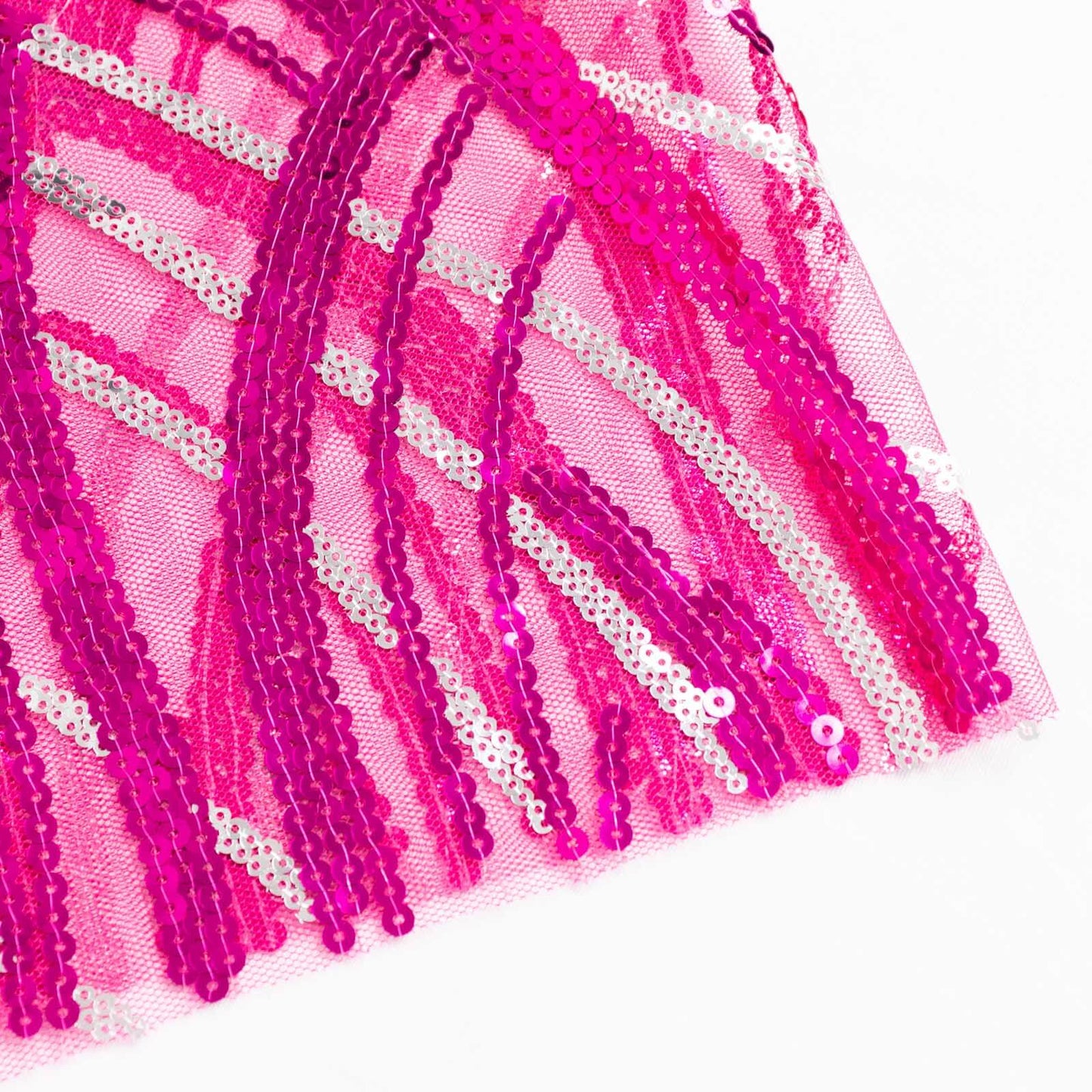 5 Pack Chair Sash Bands with Wave Embroidered Sequins Fuchsia/Silver