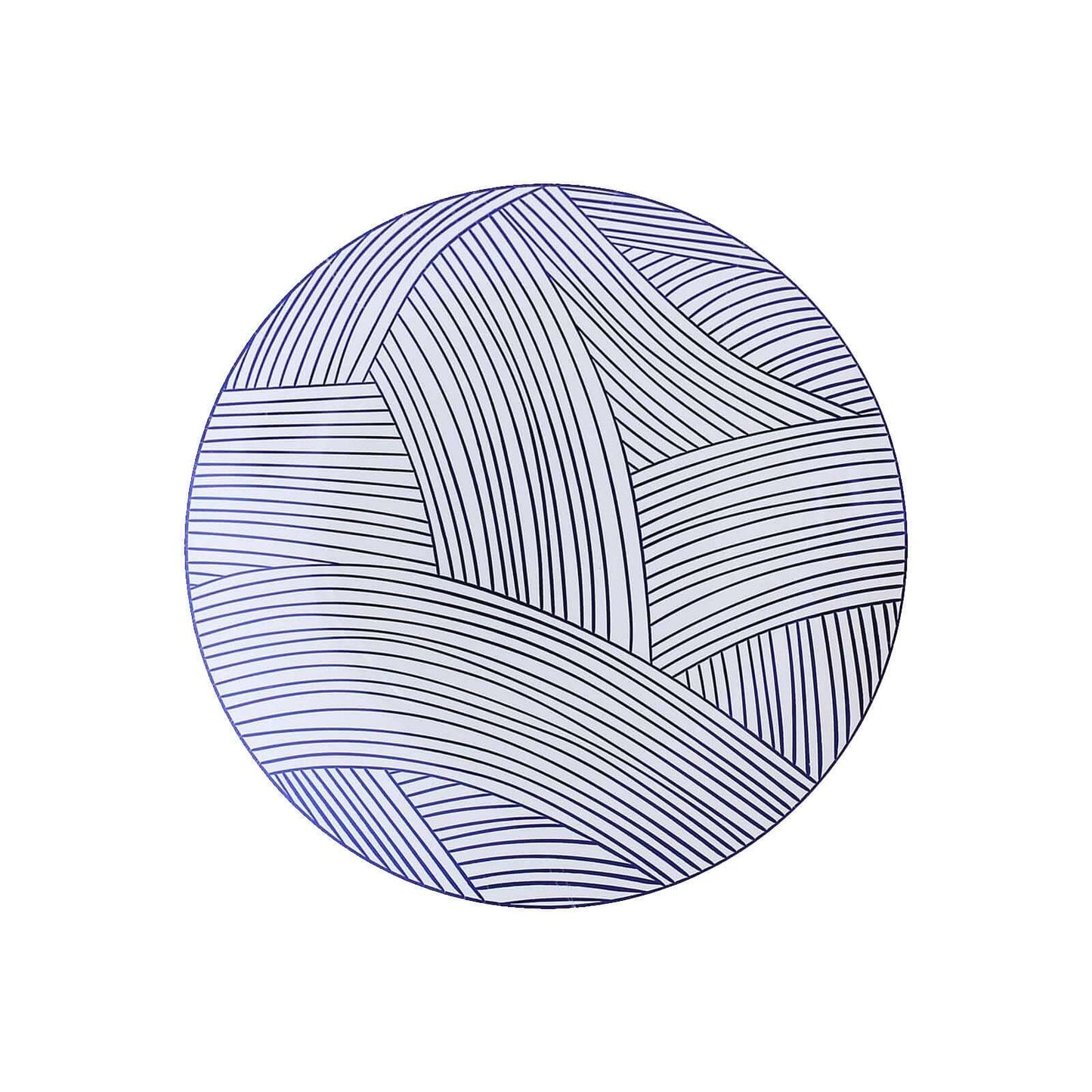 10-Pack Plastic 7" Round Dessert Plates in White with Blue Wave Brush Strokes Pattern - Disposable Appetizer Salad Plates