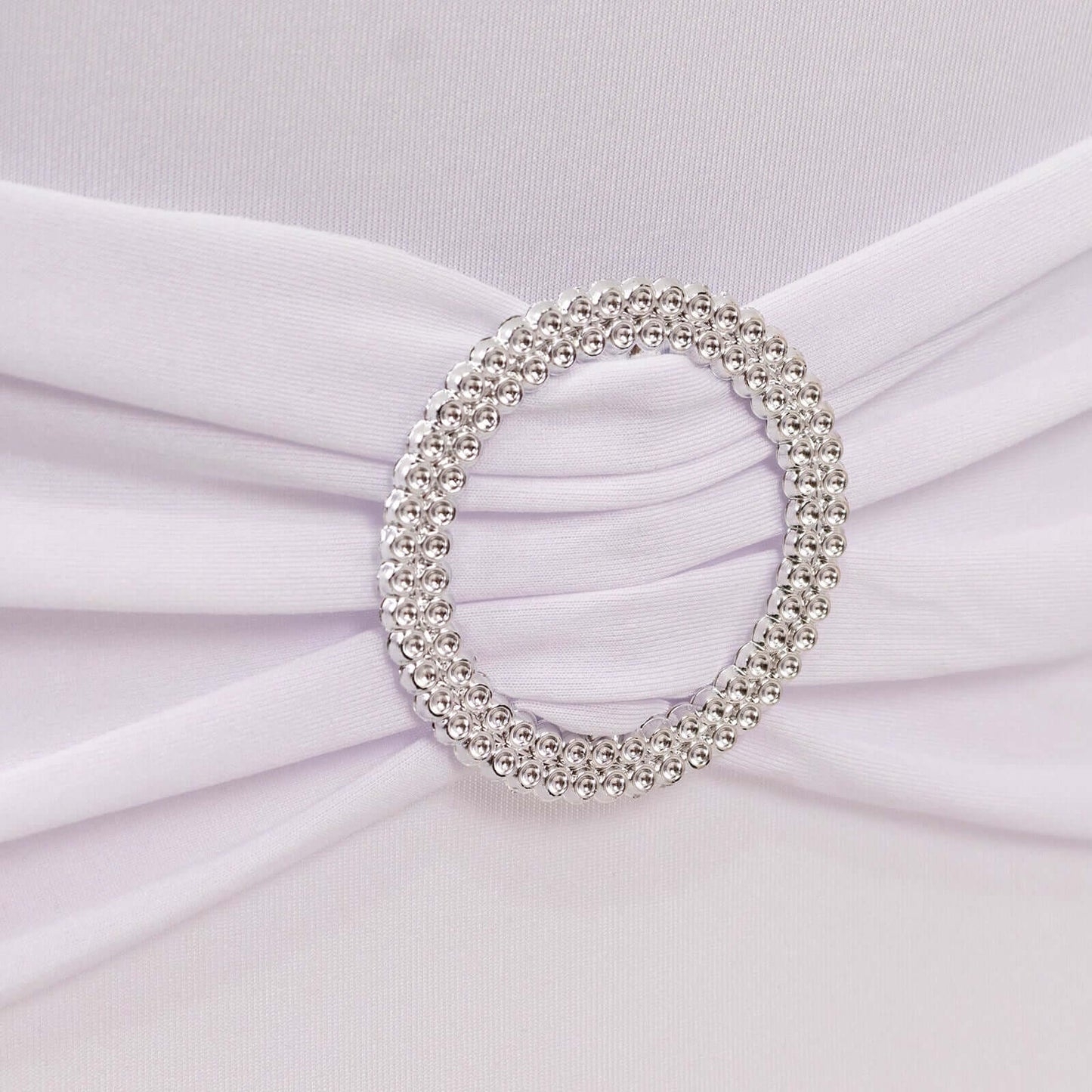 Stretch Spandex Chair Cover White for Folding Chairs - Enhanced Style & Secure Fit Slipcover with Stunning Silver Rhinestone Buckled Sash Band