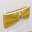 5 Pack Chair Sashes Shimmer Tinsel Spandex 5"x12" with Silver Rhinestone Buckles Gold - Stylish Decor for Weddings