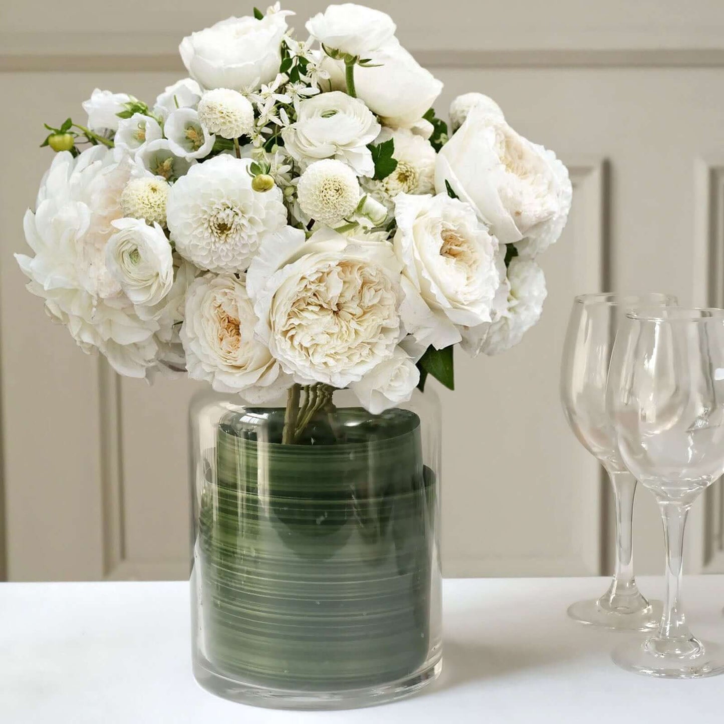 50 Yards 4" Green Ti Leaf Two Sided Floral Waterproof Satin Ribbon, DIY Bouquet Craft Supplies Wrap