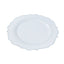 10-Pack Economy Plastic Round Charger Plates 13" in White with Silver Scalloped Rim, Decorative Dinner Party Serving Plates