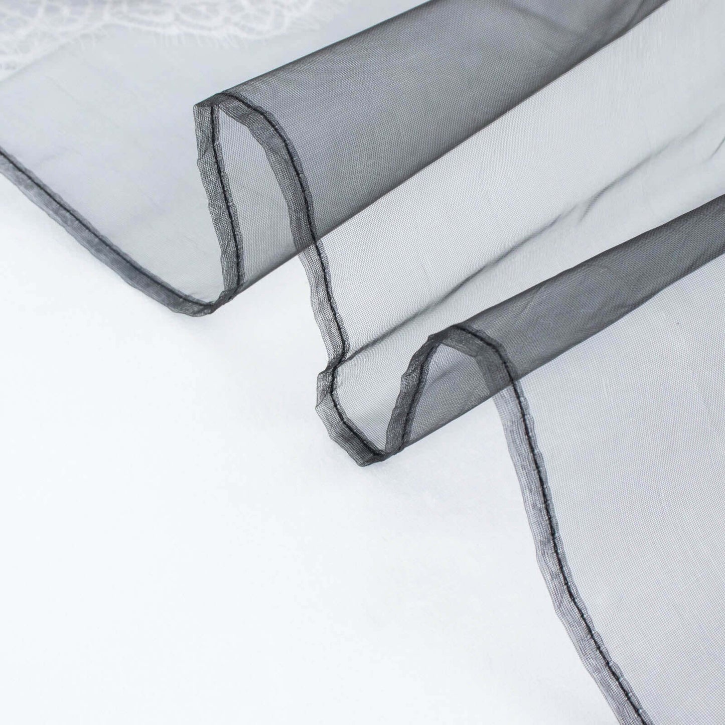 10 Pack Organza 23"x23" Napkins Black - Sheer Cloth Napkins