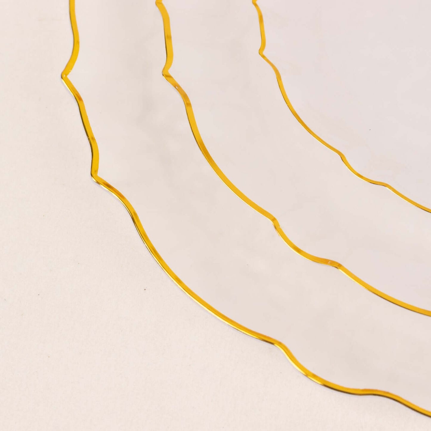 10-Pack Plastic 7" Round Dessert Appetizer Plates in Clear Sunflower with Gold Scalloped Rim - Disposable Salad Plates for Classy Events & Banquets