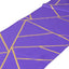 Polyester 9ft Table Runner Purple with Gold Foil Modern Geometric Accent