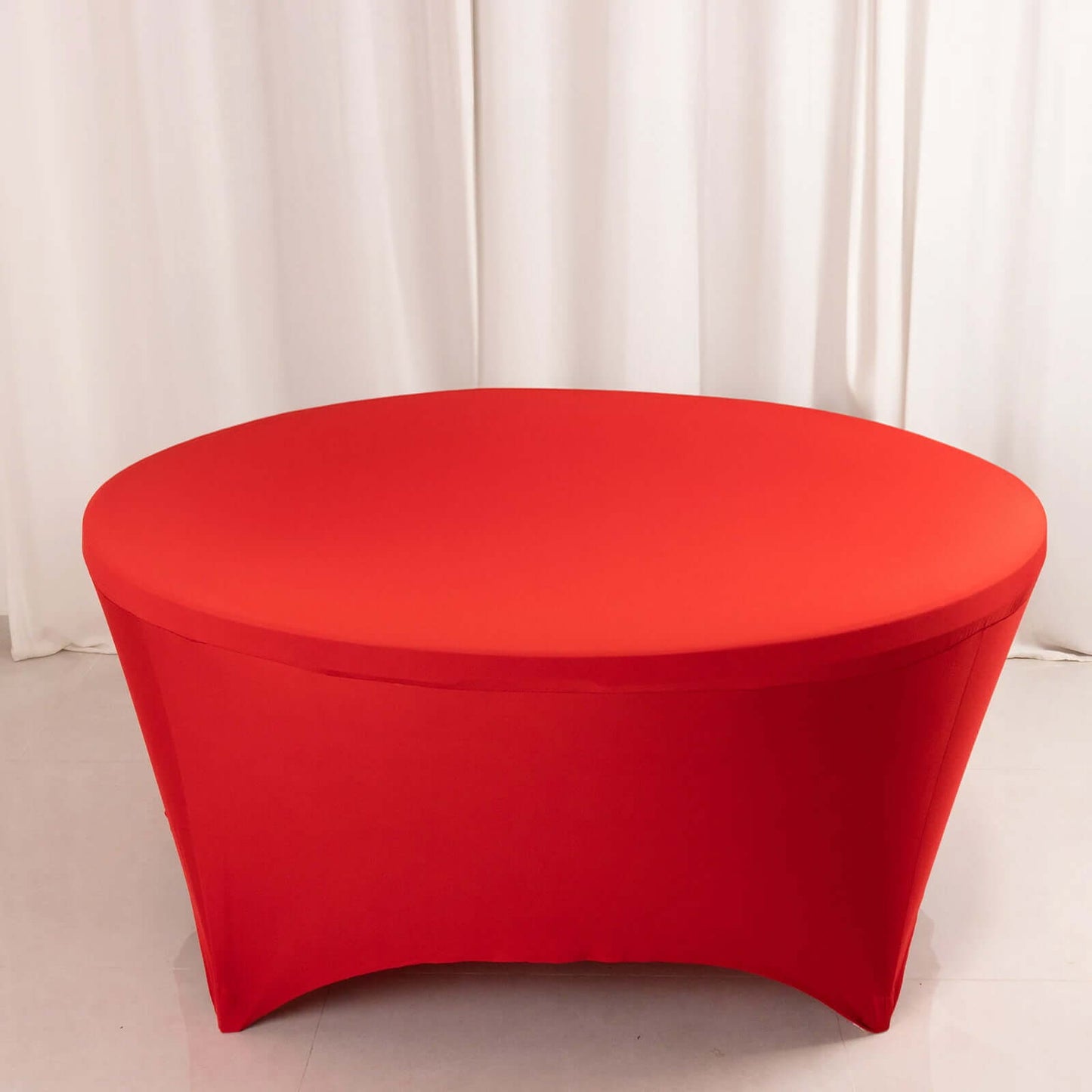 Stretch Spandex 6ft Round Tablecloth Red - Durable Form-Fitting Table Cover