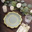 25-Pack Paper Dessert Plates in Sage Green with Gold Scallop Rim - Disposable 300GSM Appetizer Salad Plates 8"