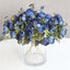 4 Pack 12" Artificial Navy Blue Ranunculus Silk Flower Bridal Bouquets, Faux Buttercup Floral Arrangement