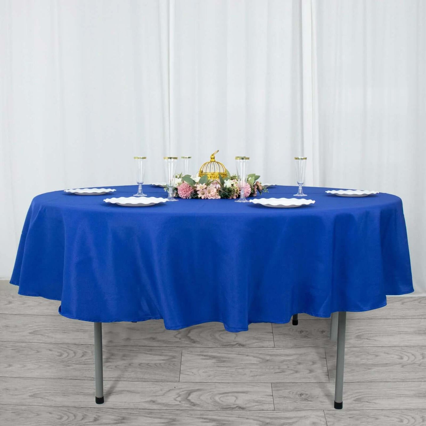 Premium Polyester 90" Round Tablecloth Royal Blue - Stain and Wrinkle-Resistant Design with 220GSM Thickness Table Cover