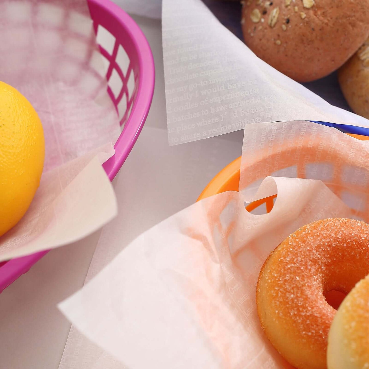 50-Pack Wax Paper Basket Liners Rectangle Design White - Great for Food Presentation and Wrapping 9"x10" 35GSM