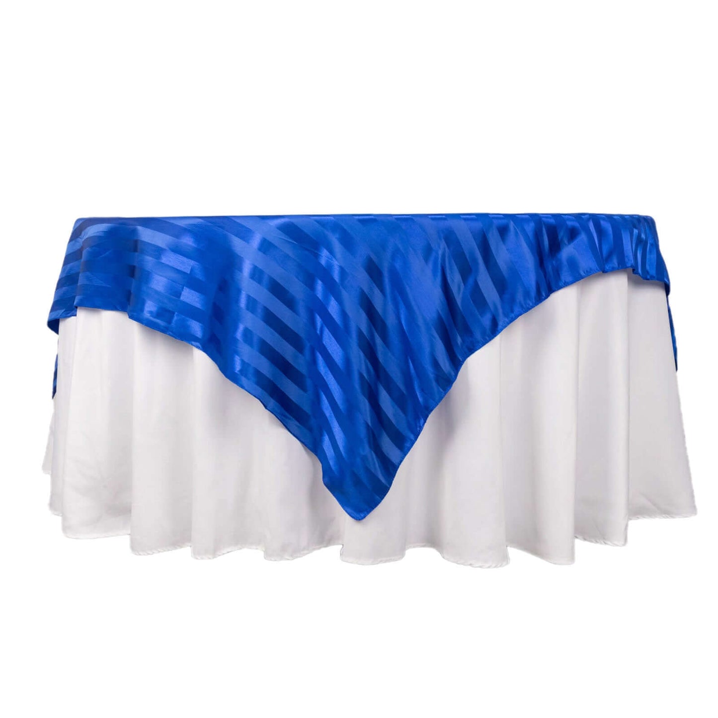 Satin 72"x72" Table Overlay Square Tablecloth Royal Blue - Stripe Table Topper