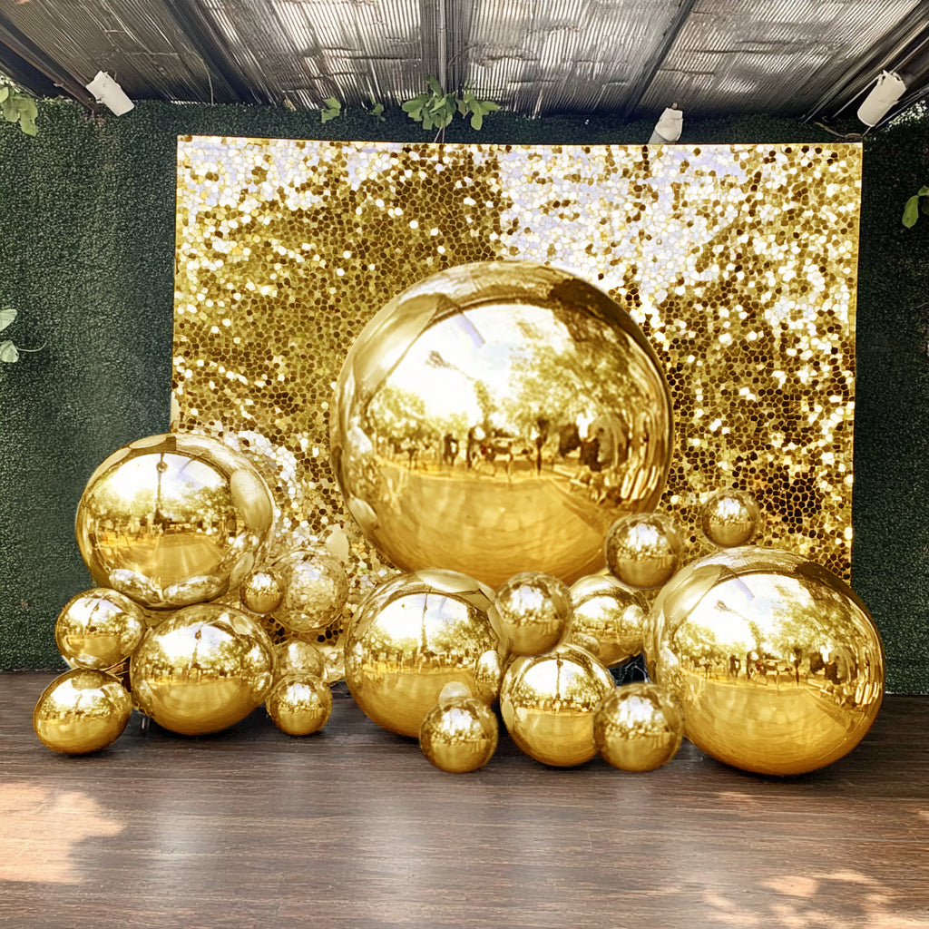 2-Pack Metallic Gold Sphere Balloons, 43" Orbz Mylar Balloons Helium or Air-Filled Party Supplies