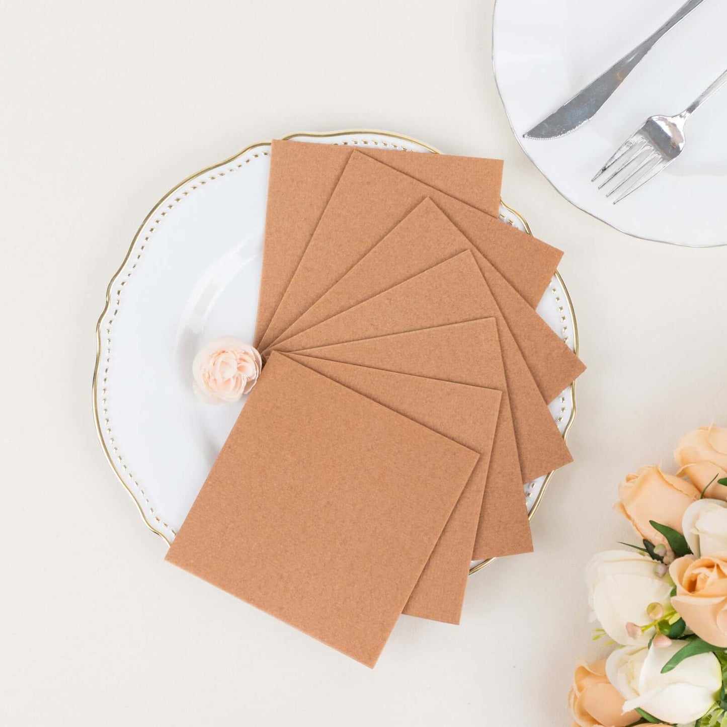 20 Pack Linen-Like Paper 5"x5" Napkins Terracotta (Rust) - Highly Absorbent Airlaid Napkins