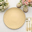 6-Pack Plastic Round Charger Plates 13" in Gold with Scalloped Shell Pattern, Coastal Inspired Disposable Charger Tableware