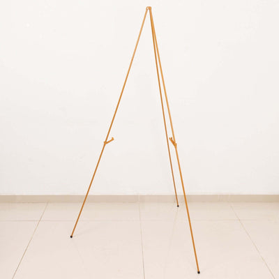 65" Gold Metal Sign Holder Easel Stand, Collapsible Tripod Stand