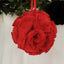 2 Pack 7" Red Artificial Silk Rose Kissing Ball, Faux Flower Ball