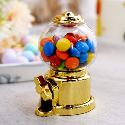 6 Pack 3.5" Clear Gold Mini Gumball Machine Treats Party Favor Boxes, Small Candy Container Gift Boxes