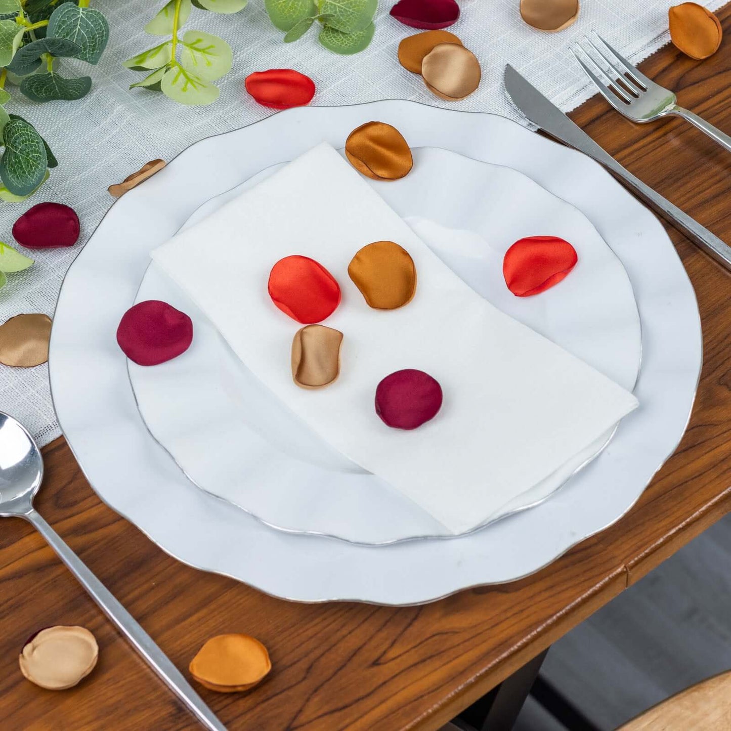 400-Pack Rose Petals Life-Like Flower Confetti Terracotta Mix Matte Silk Round - Decorative Event Table Scatters 2"