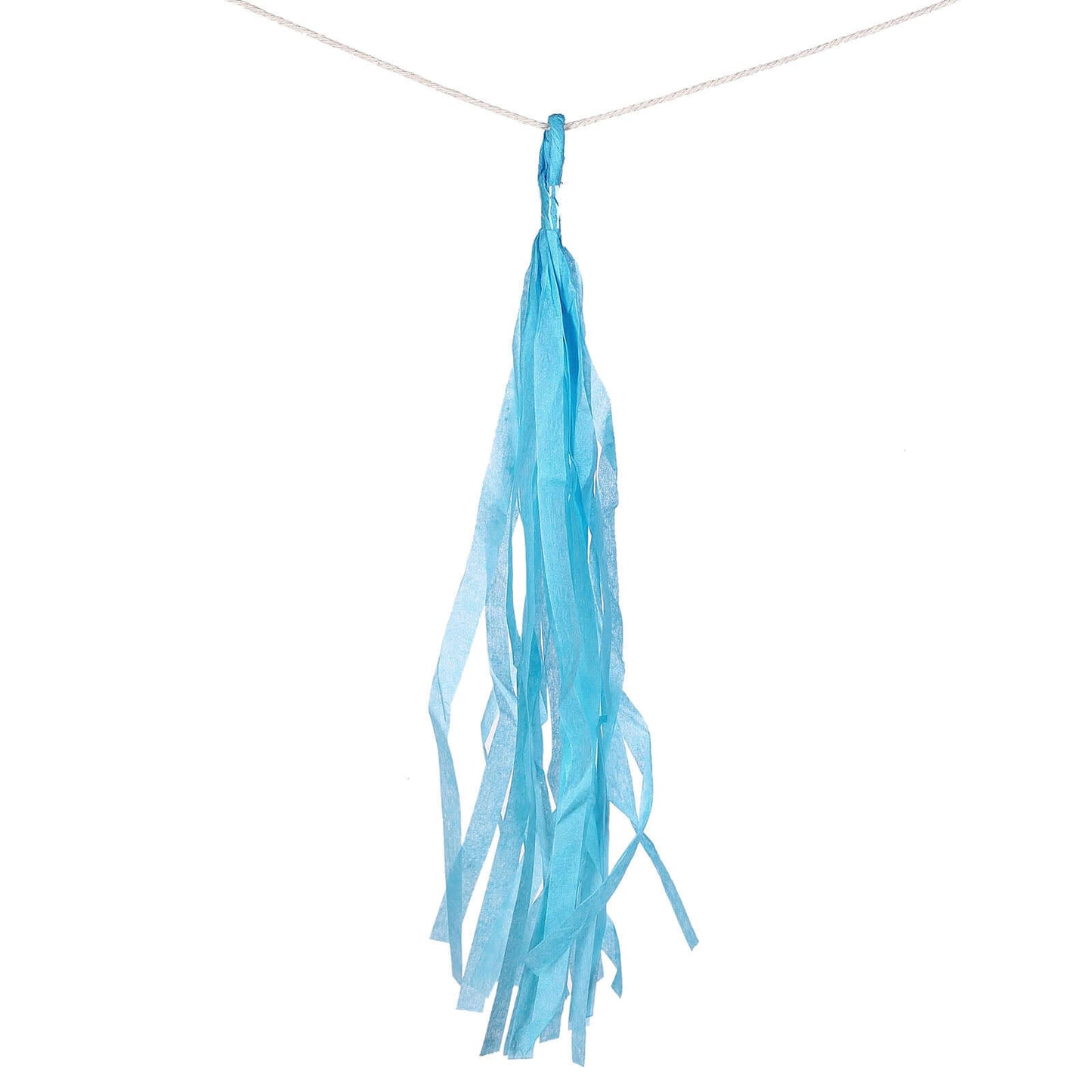 12 Pack Pre-Tied Turquoise Tissue Paper Tassel Garland With String, Hanging Fringe Party Streamer Backdrop Decor