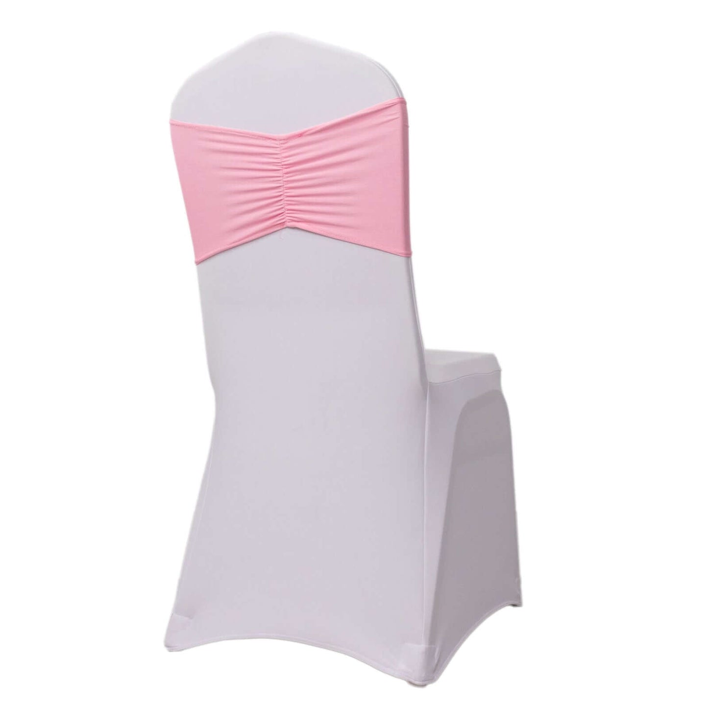 5 Pack Spandex Chair Sashes Pink Ruffled Style - Wide Easy to Use Stretch Chair Bands 8"x13"