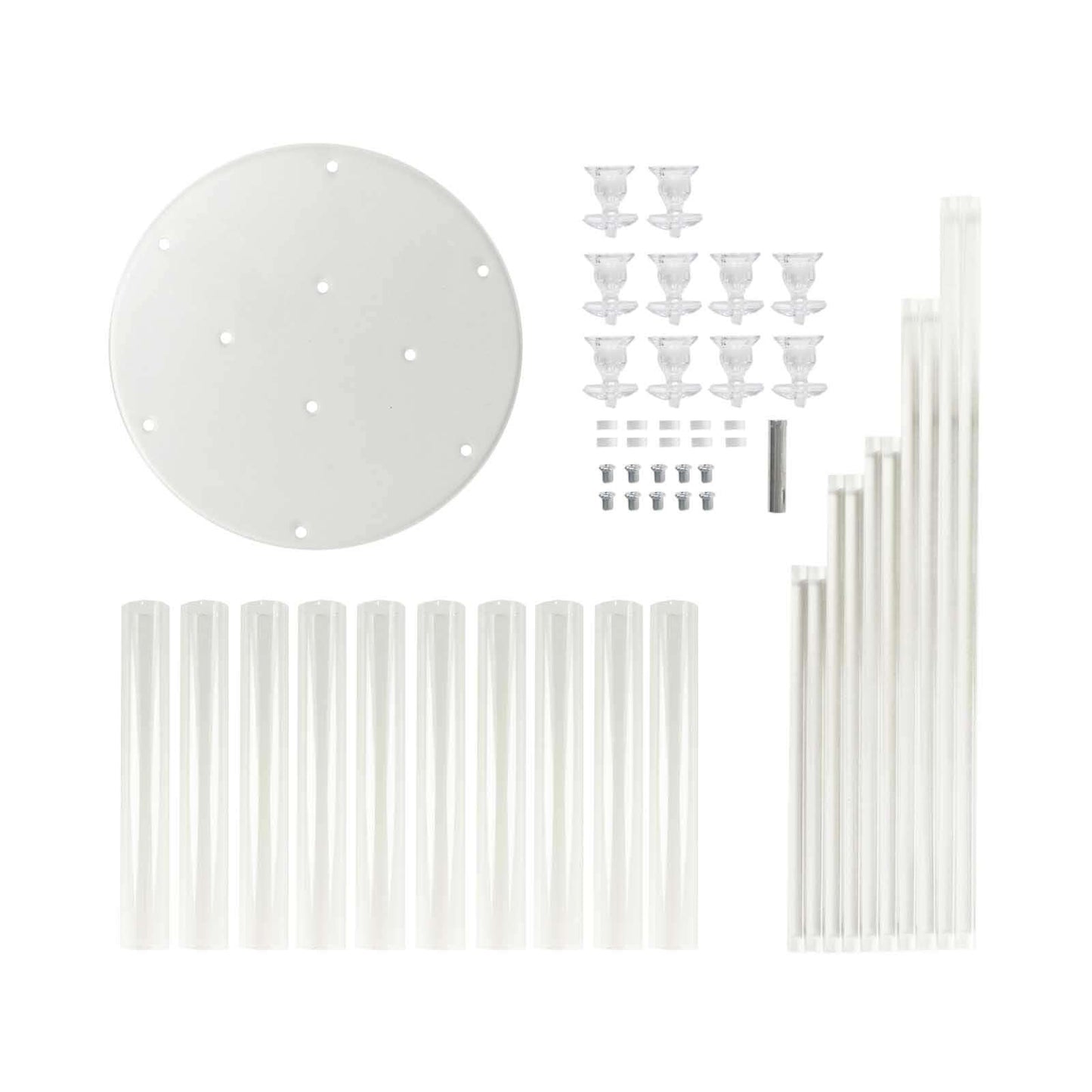 10-Arm Round Cluster Acrylic Candelabra Clear with Circular Base - Stylish Taper Candle Holder Table Centerpiece for Pillar Candles 47"