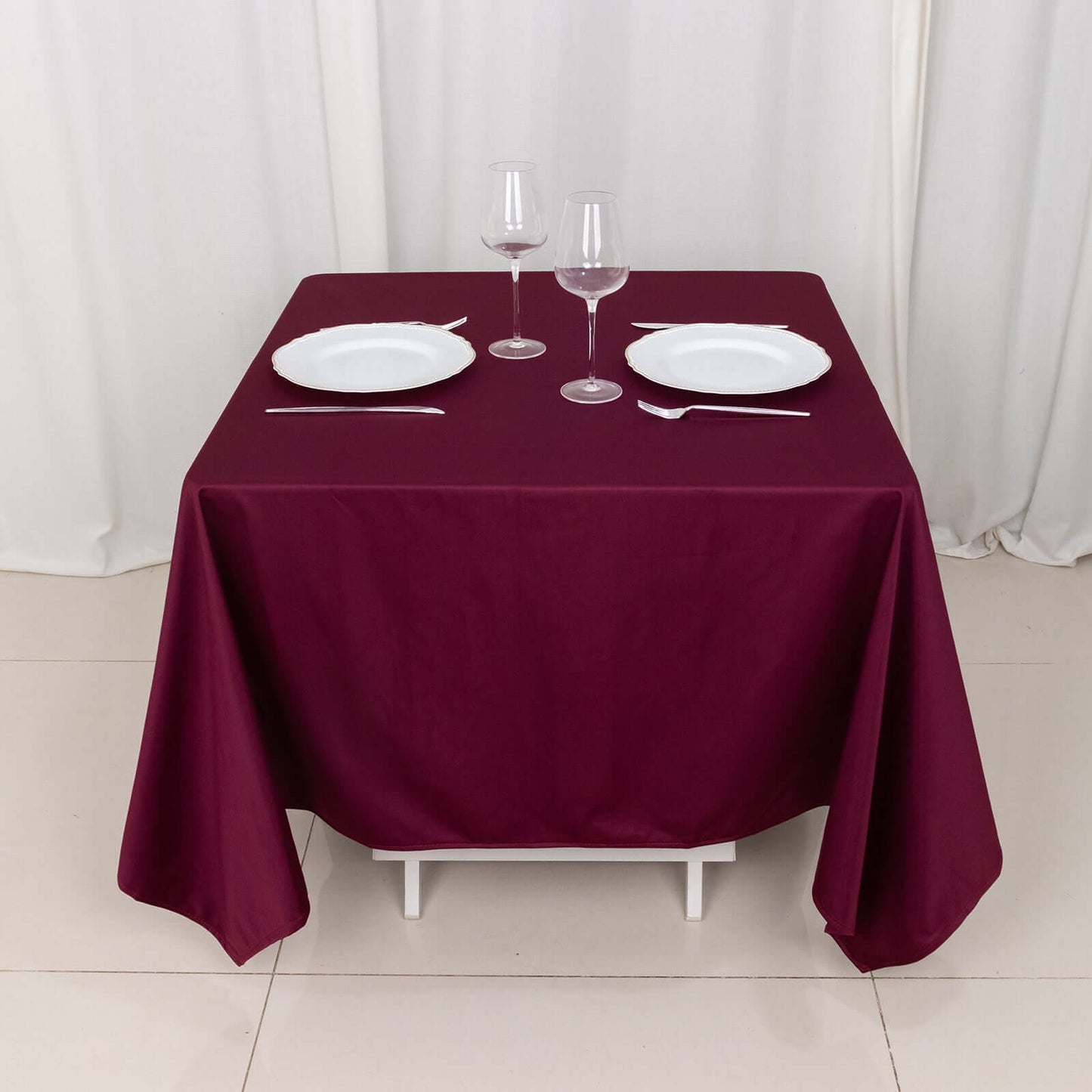Scuba Square 70"x70" Tablecloth Burgundy - Wrinkle Free & Stain Resistant Table Cover