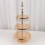 3-Tier Cake Stand Crystal Beaded Gold with Round Mirror Top - Metal Cupcake Tower Dessert Display 26"