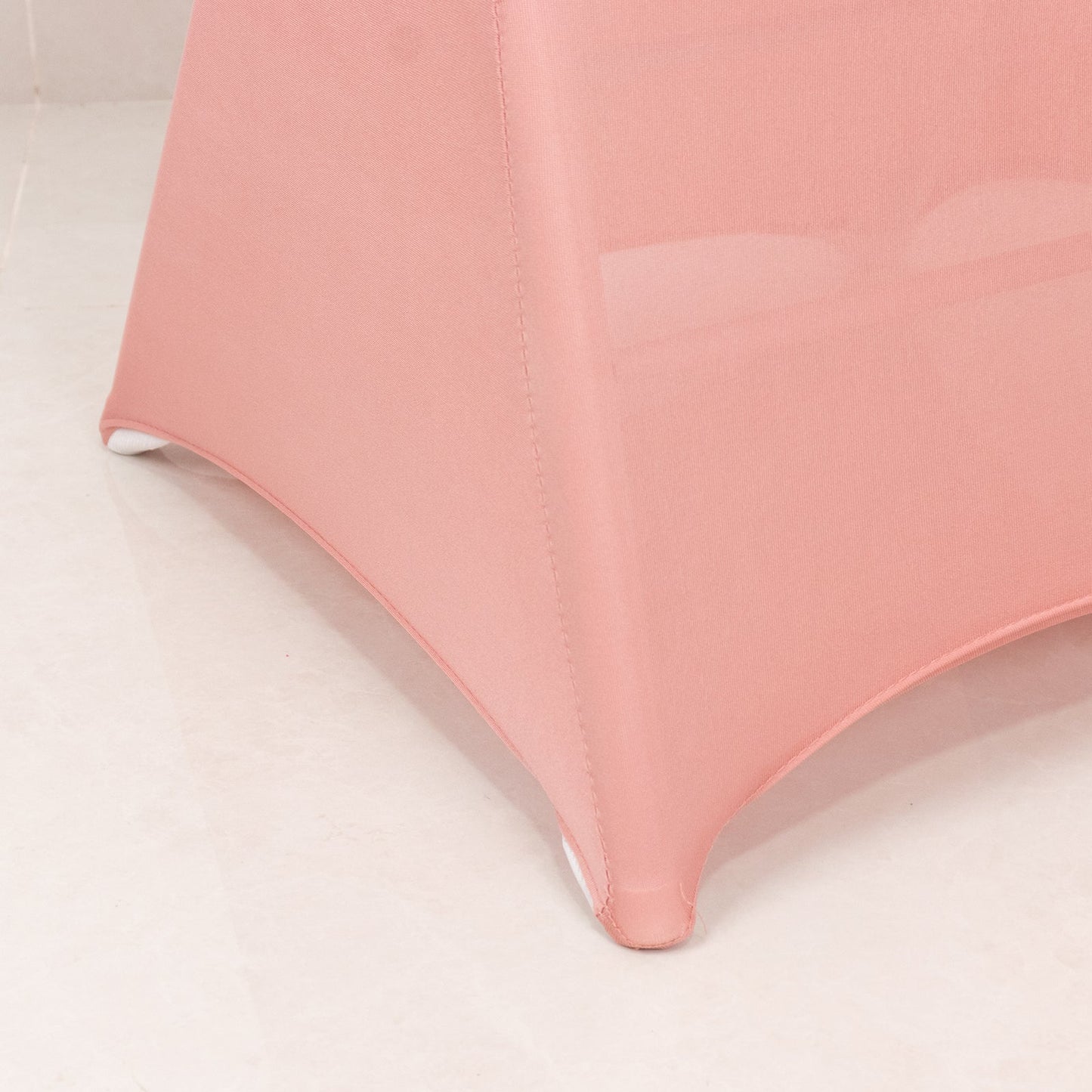 Stretch Spandex Chair Cover Dusty Rose for Folding Chairs - Secure Fit Slipcover with Silver Rhinestone Buckled Sash Band