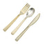 24-Pack Plastic Silverware Set with Hammered Design Gold - Heavy Duty Disposable Utensils 7"