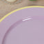 10-Pack Economy Plastic Round Charger Plates 12" in Lavender Lilac with Wide Gold Rim, Decorative Dinner Party Serving Plates