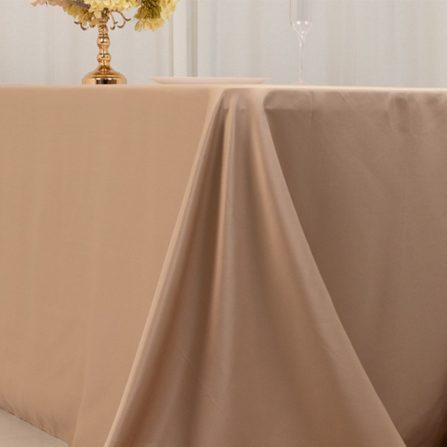 Lamour Satin 90"x156" Rectangle Tablecloth Nude - Luxurious, Soft Seamless Table Cover