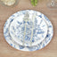50-Pack Paper Round Dessert and Dinner Plates in White with Blue French Toile Pattern 7", 9"