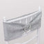 5 Pack Chair Sashes Shimmer Tinsel Spandex 5"x12" with Silver Rhinestone Buckles Silver - Stylish Decor for Weddings