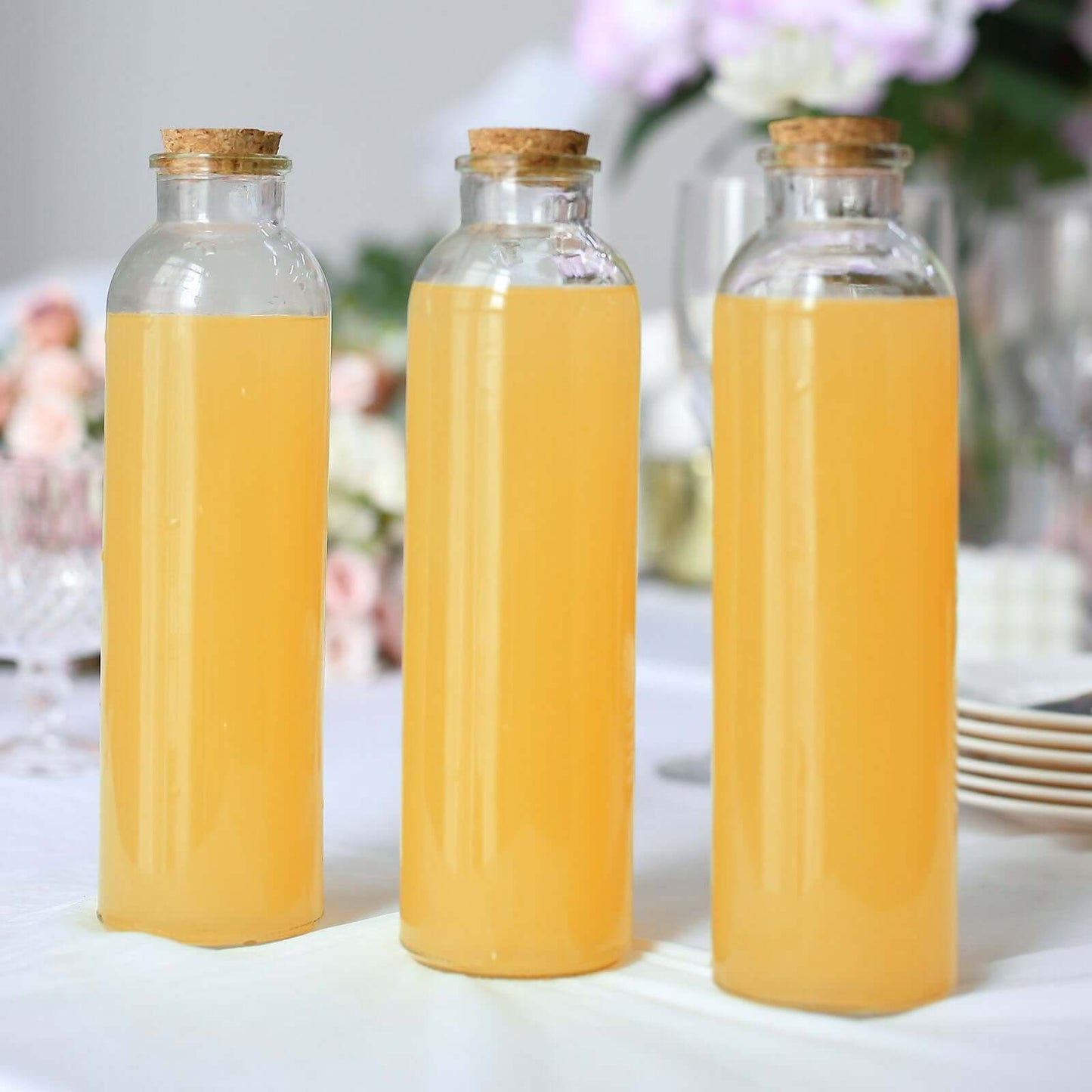 12-Pack Glass Storage Jars Round Design Clear with Cork Stoppers - Refillable Bottles for Kitchen & Organization 9" 16oz