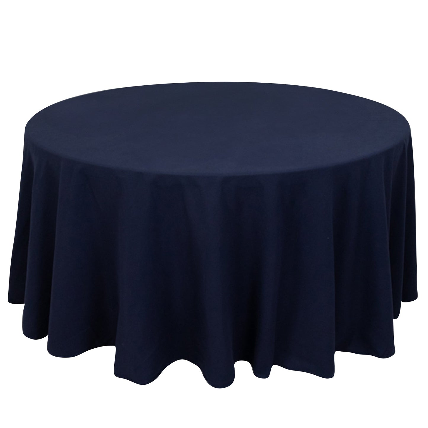 Cotton Blend 120" Round Tablecloth Navy Blue - Seamless Wrinkle-Resistant Table Cover