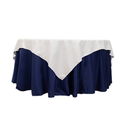 Cotton Blend 70"x70" Table Overlay Square Tablecloth White - Wrinkle-Resistant Fabric for Modern Table Decor